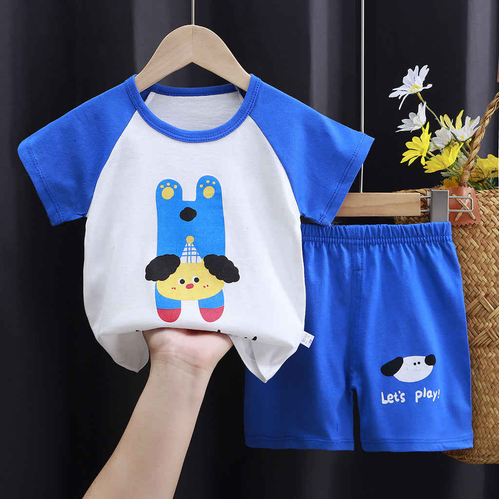 T-Shirt & Short Pants Set for Summer Character Cartoon Print Short Sleeves