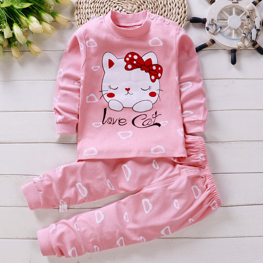 Cartoon Face Pink Sweatshirt & Footie Pajamas
