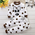Brown Polka Dots Cartoon Face White Sweatshirt & Footie Pajamas