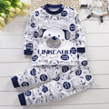 Blue Cartoon White Base Sweatshirt & Footie Pajama Set