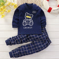 Bear Blue Grip Sweatshirt & Footie Checks Pajama Set