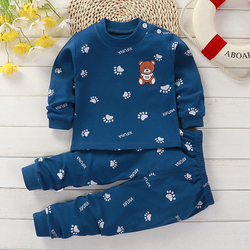Blue Teal Bear and Paw Sweatshirt & Footie Pajamas
