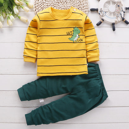 Dino Yellow Sweatshirt & Green Footie Pajamas