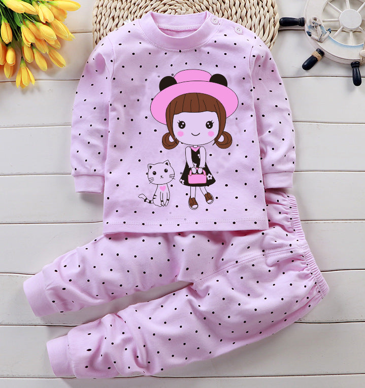 Doll Cartoon Pink Sweatshirt & Footie Pajamas