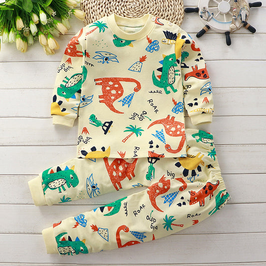Dino Print Yellow Sweatshirt & Footie Pajamas
