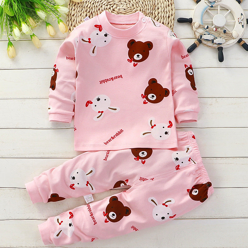 Bear & Bunny Face Pink Sweatshirt & Footie Pajamas