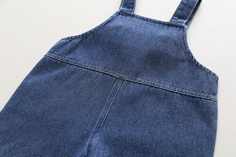 Brown Stripes T-Shirt with Denim Dungaree Short Set