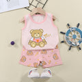 Bear Print Pink Sando & Short Pants Set