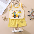 Yellow Sando & Short Pants Set Cartoon Print
