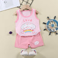 Pink Sando & Short Pants Set Love Print