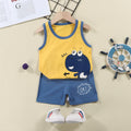 Dino Print Yellow Sando & Blue Short Pants Set