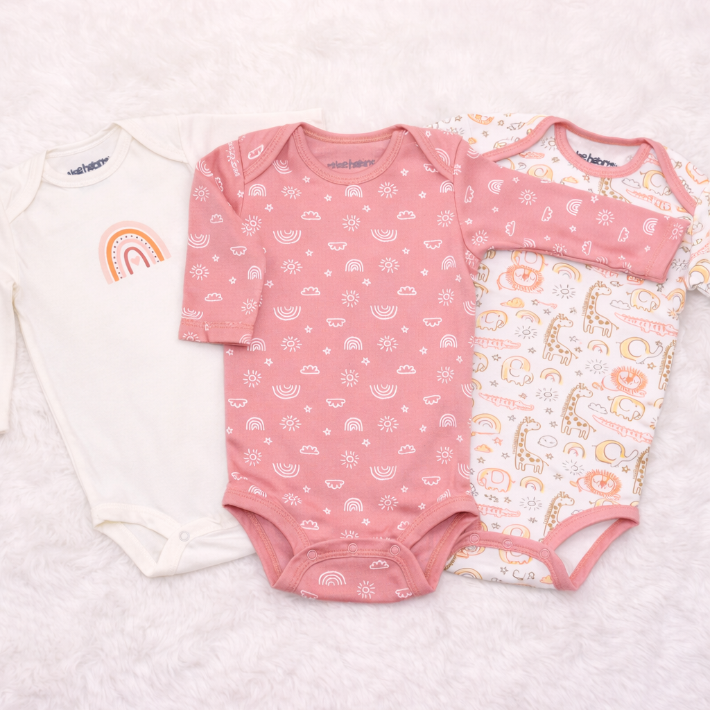 Safari Theme Bodysuits Long Sleeves 3 Pcs Pack