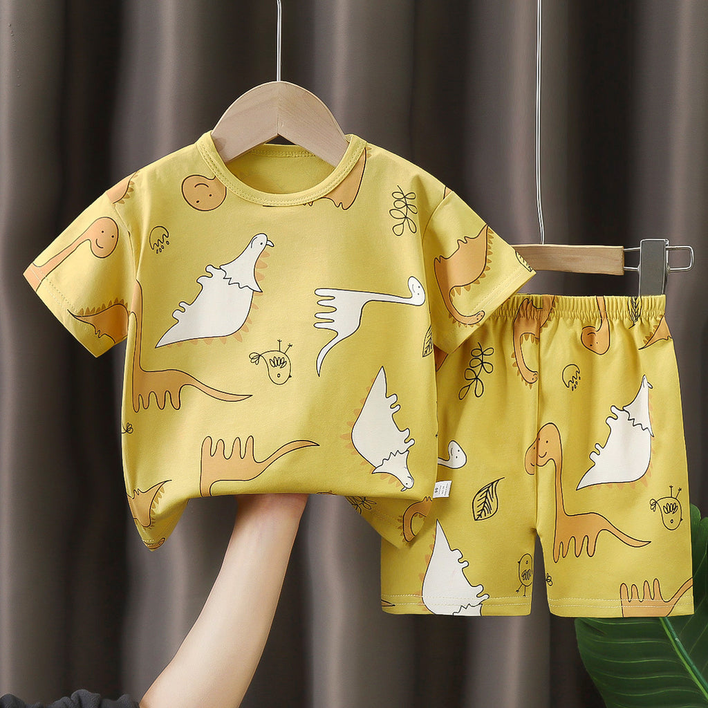 T-Shirt & Short Pants Set for Summer Character Cartoon Print Short Sleeves