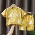 T-Shirt & Short Pants Set for Summer Character Cartoon Print Short Sleeves