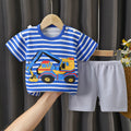 T-Shirt & Short Pants Set for Summer Character Cartoon Print Short Sleeves