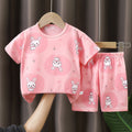 T-Shirt & Short Pants Set for Summer Character Cartoon Print Short Sleeves
