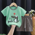 T-Shirt & Short Pants Set for Summer Character Cartoon Print Short Sleeves