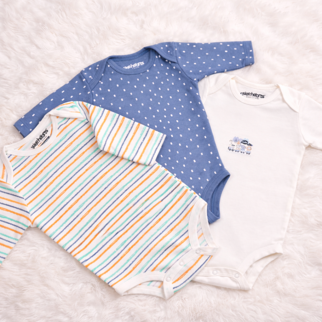 Hello Theme Bodysuits Long Sleeves 3 Pcs Pack