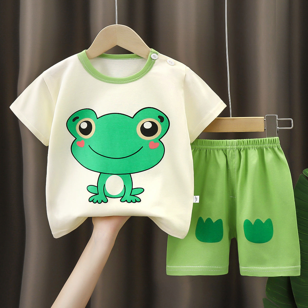 T-Shirt & Short Pants Set for Summer Character Cartoon Print Short Sleeves