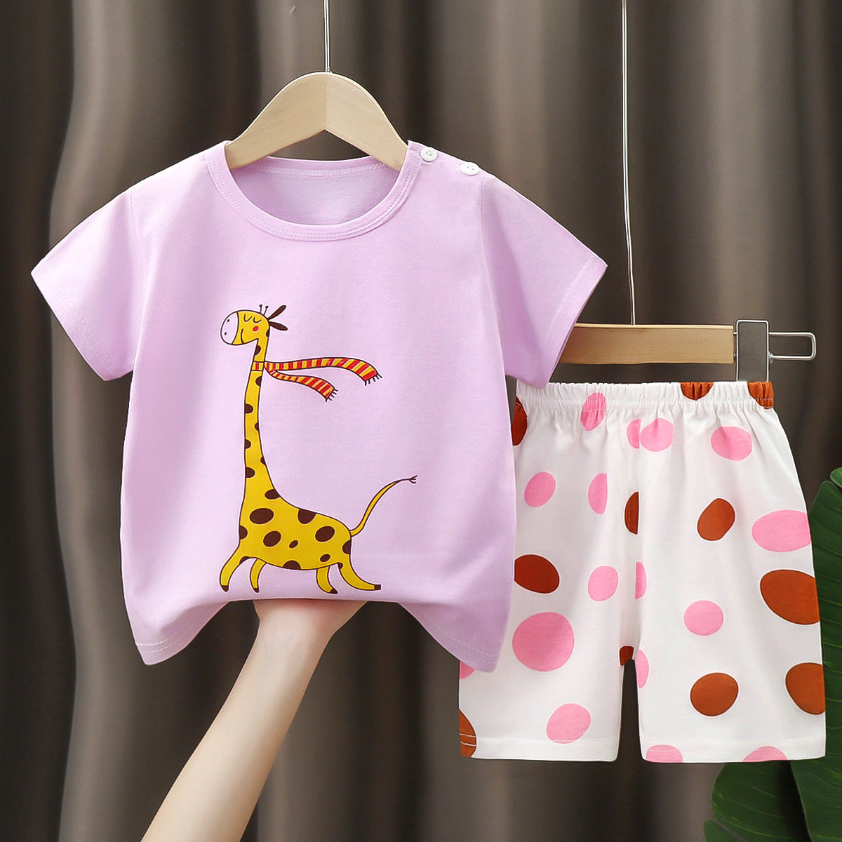 Pink White T-Shirt & Short Pants Set for Summer Character Cartoon Print Short Sleeves