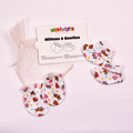 Multicolor Line Design Mittens and Booties Set