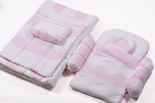 White and Pink Bed Set 7Pcs
