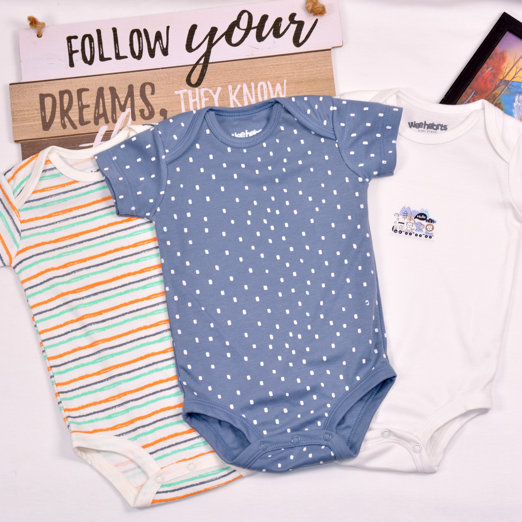 Hello Theme Bodysuits Short Sleeves 3 Pcs Pack