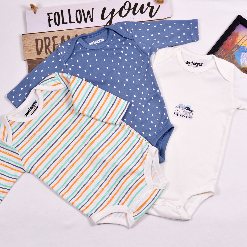 Hello Theme Bodysuits Long Sleeves 3 Pcs Pack