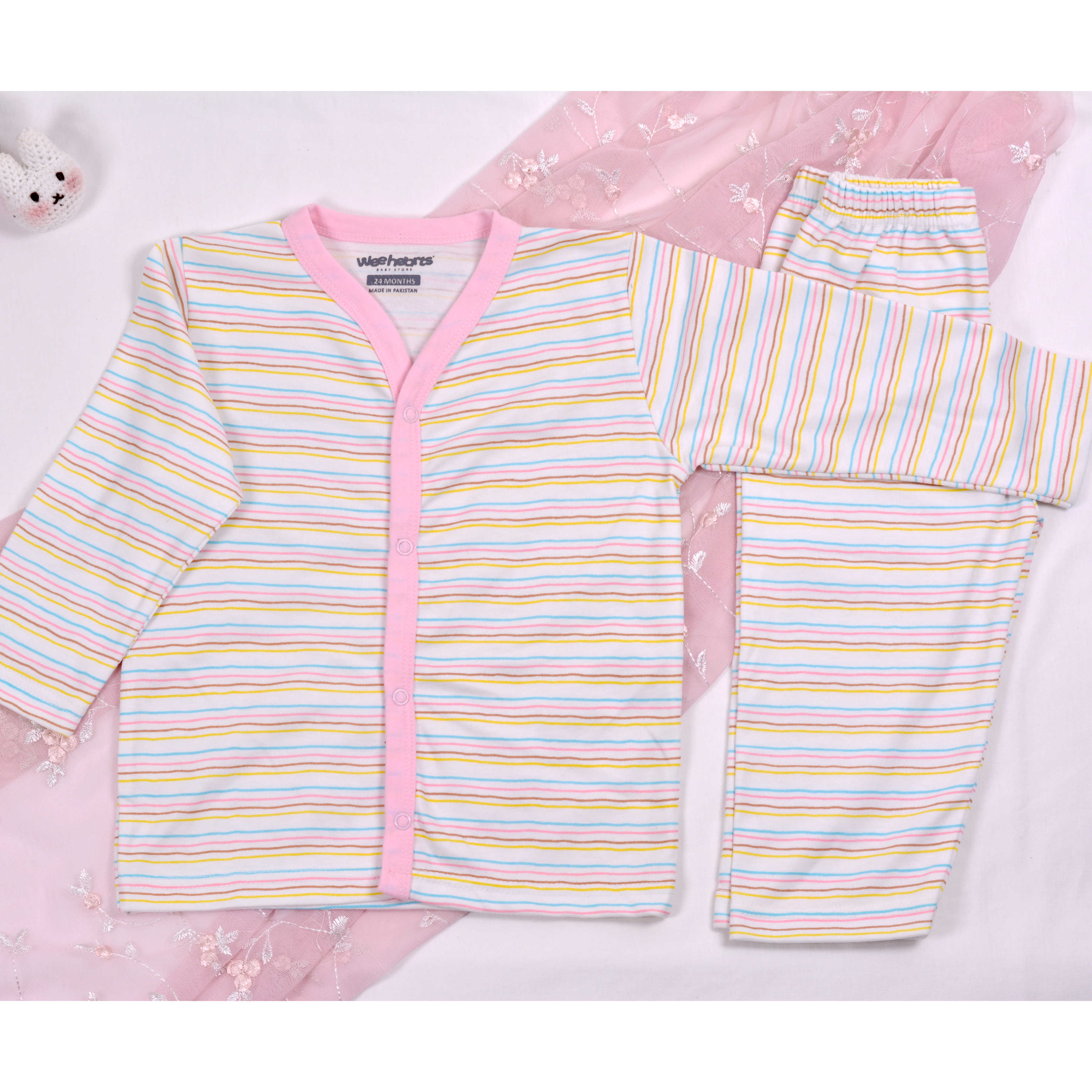 Reindeer Mama and Baby Theme Night Suit Long Sleeves Multicolor Lines