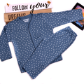 Hello Theme Night Suit Long Sleeves Grey & White Dotted