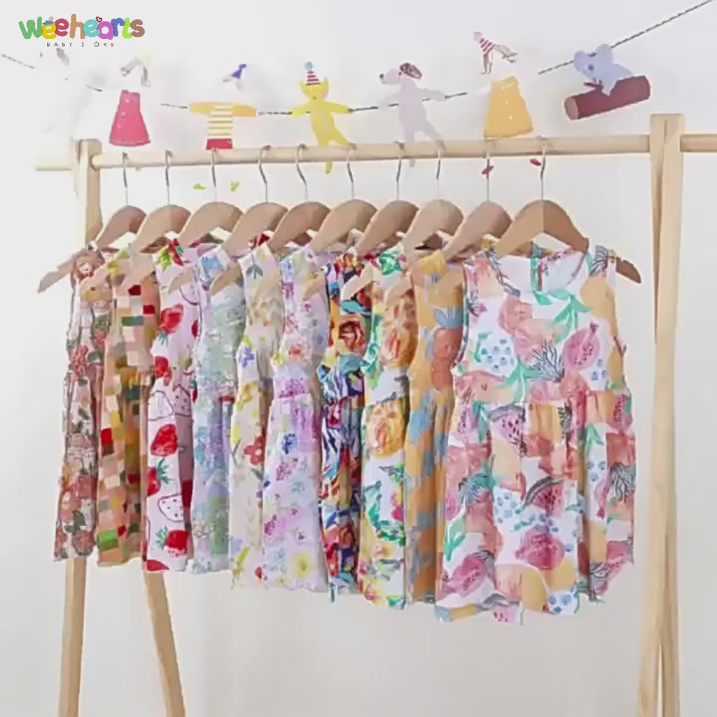 Light Pink Base Floral Sleeveless Frock