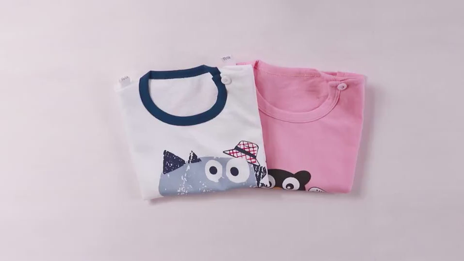 T-Shirt & Short Pants Set for Summer Character Cartoon Print Short Sleeves