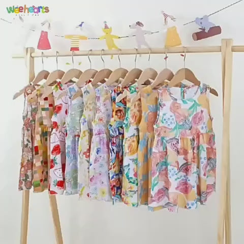 Pink Base Floral Sleeveless Frock