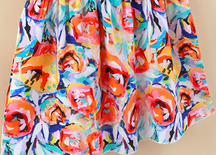 Baby Pink Base Floral Sleeveless Frock