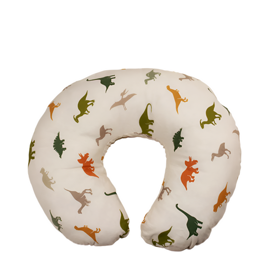 Beige and Multicolor Dino Print Nursing Pillow