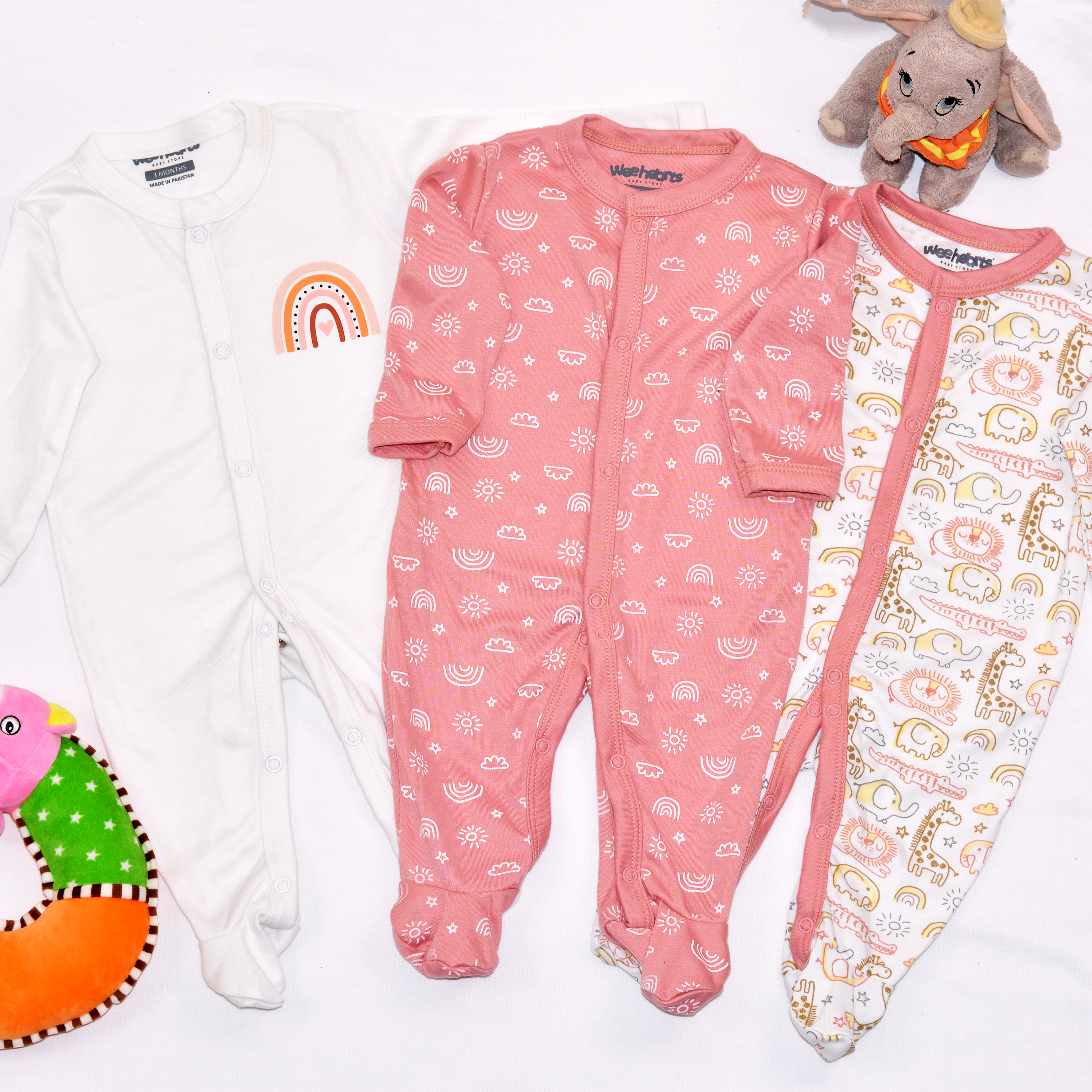 Safari Theme Sleepsuits Close Feet 3 Pcs Pack